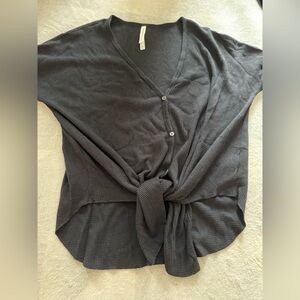 Babaton cardigan dark grey waffle